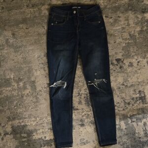 Old Navy Dark Blue Distressed Skinny Jeans